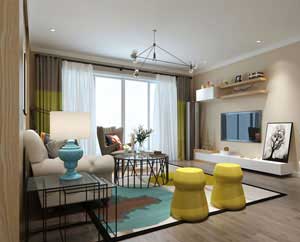 恒大景苑136平米三室兩廳簡(jiǎn)約美式風(fēng)格裝修效果圖