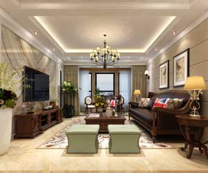 海棠灣138㎡三室兩廳兩衛(wèi)簡歐裝修效果圖