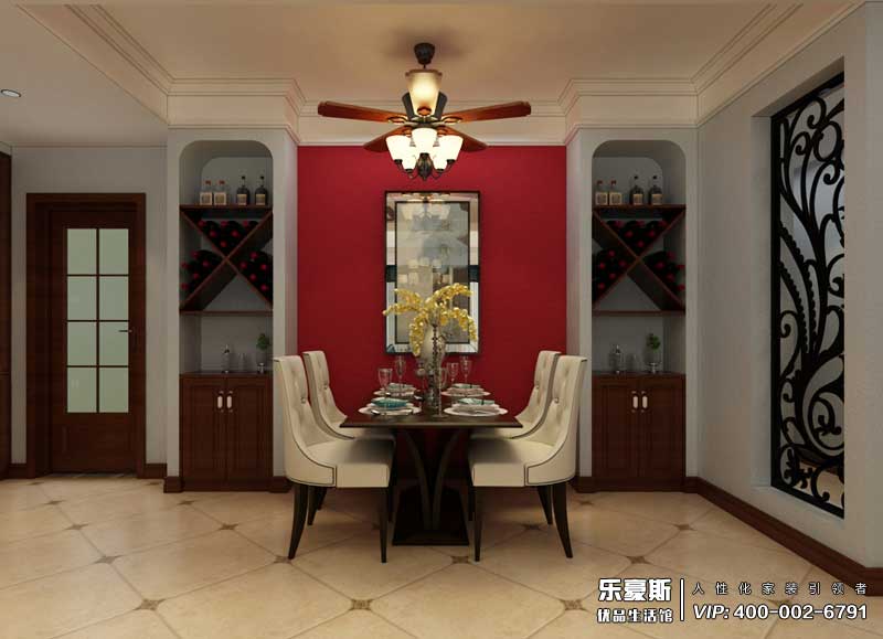 國(guó)際城148平米三室兩廳美式田園風(fēng)格裝修效果圖