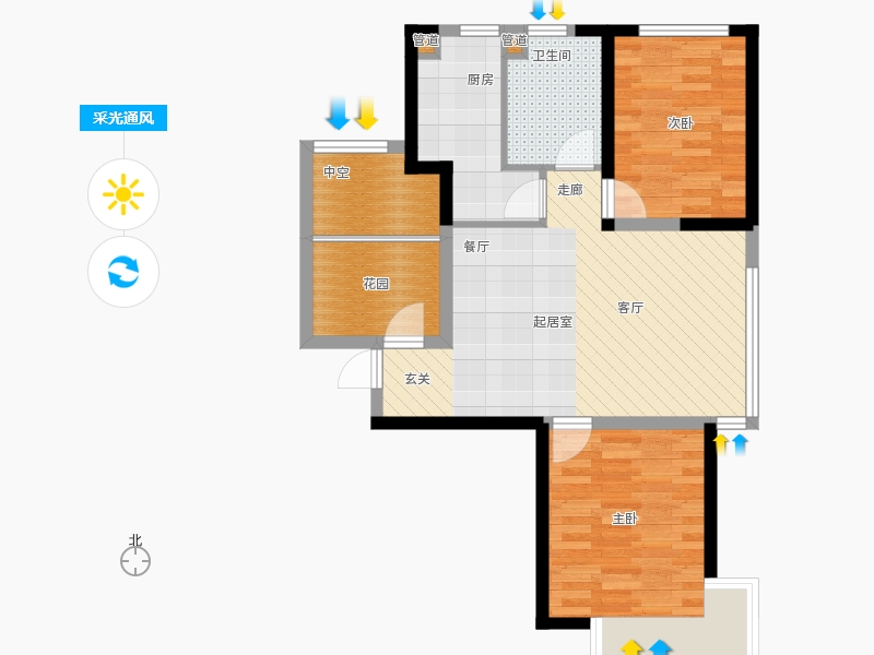 國源和天下2室0廳1衛(wèi)1廚98平采光通風(fēng)圖