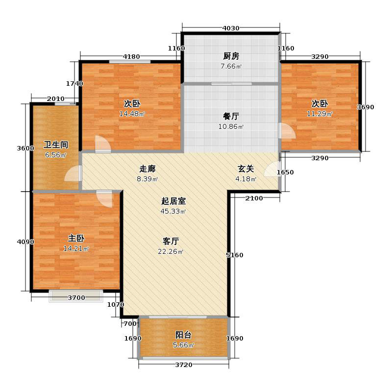 橡嶸灣3室2廳1衛(wèi)1廚113㎡戶型圖