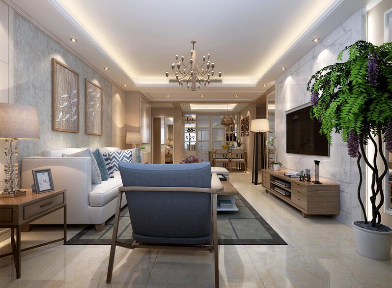 現(xiàn)代簡(jiǎn)約裝修三室兩廳兩衛(wèi)樣板房