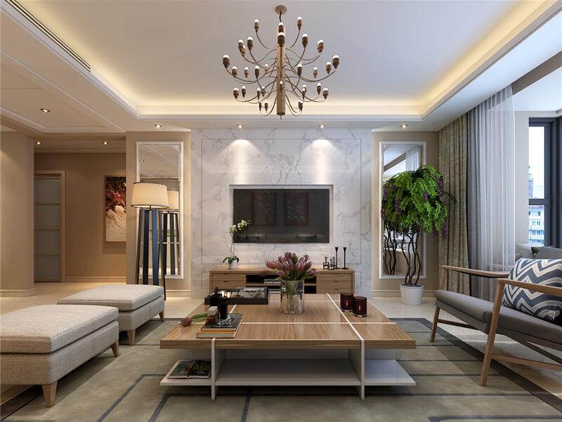 現(xiàn)代簡(jiǎn)約裝修三室兩廳兩衛(wèi)樣板房