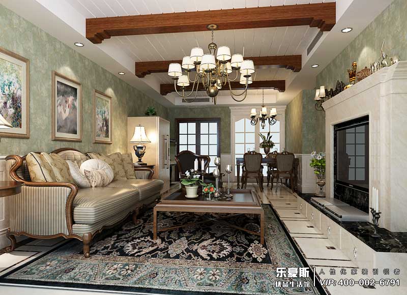 國(guó)仕山155平米美式風(fēng)格裝修效果圖