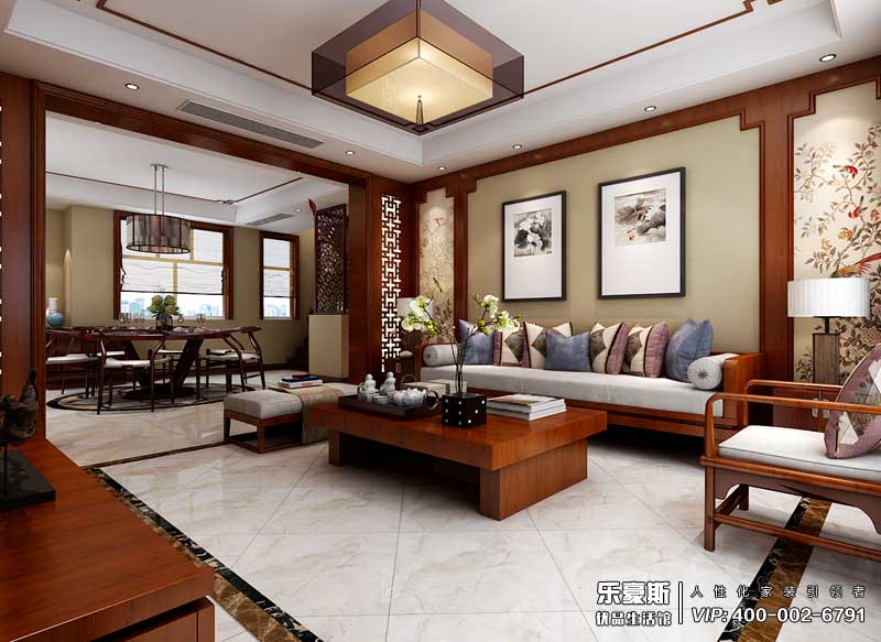 上山間躍層210平米新中式裝修風格效果圖