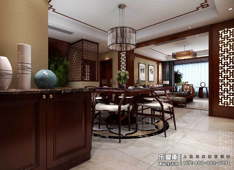 上山間躍層210平米新中式裝修風格效果圖