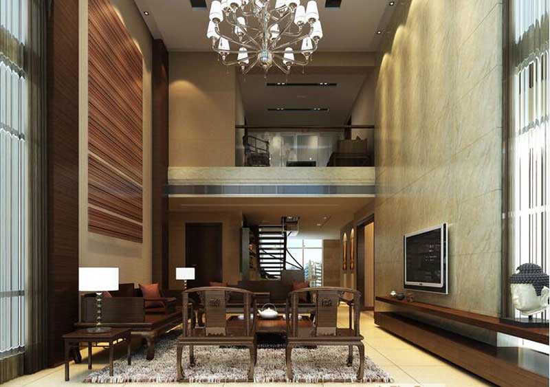 躍層客廳電視背景墻裝修設計