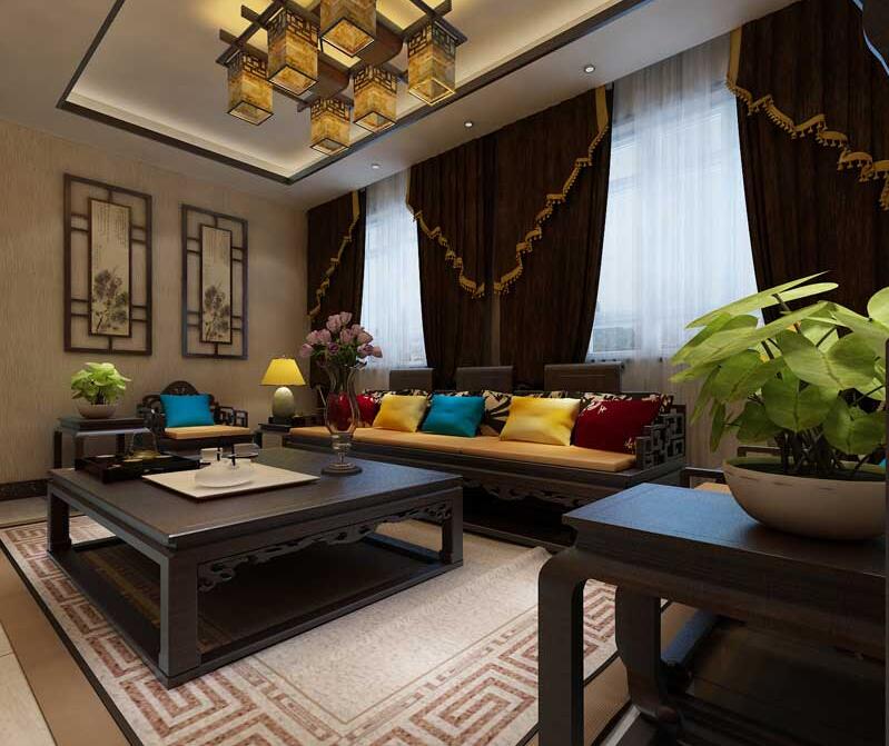 瓏璽山中式風(fēng)格別墅裝修效果圖 