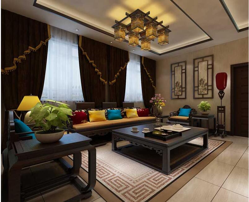 瓏璽山中式風(fēng)格別墅裝修效果圖 