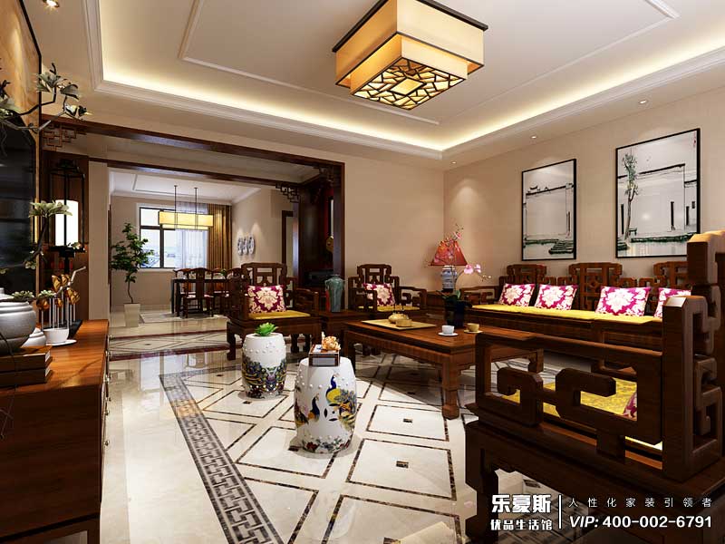 東勝紫御府168平米新中式風格裝修效果圖