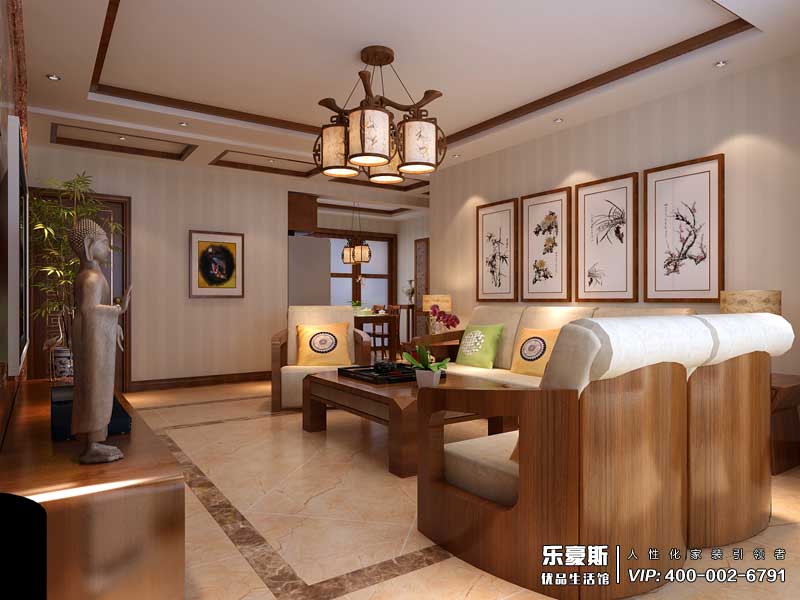 天海御天下三室兩廳新中式風(fēng)格裝修效果圖