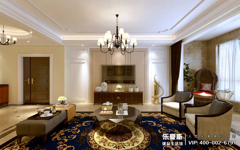 瀚唐三期三室兩廳美式風(fēng)格裝修效果圖