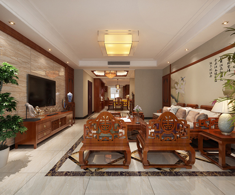 瀚唐小區(qū)/200㎡/中式風(fēng)格