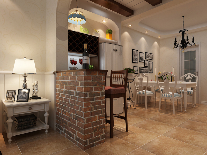 弘石灣小區(qū)98平米田園風(fēng)格