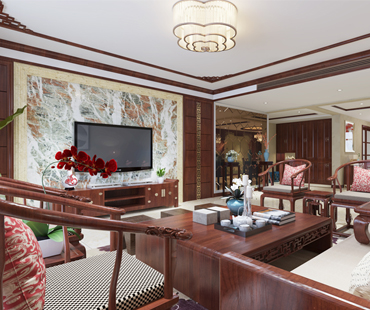 世紀(jì)名園260平米四室二廳三衛(wèi)新中式裝修效果圖