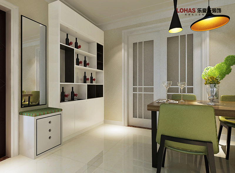 保利花園92㎡兩室兩廳現(xiàn)代簡(jiǎn)約裝修效果圖