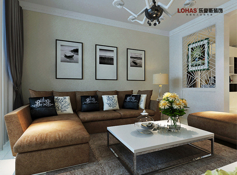 保利花園92㎡兩室兩廳現(xiàn)代簡(jiǎn)約裝修效果圖