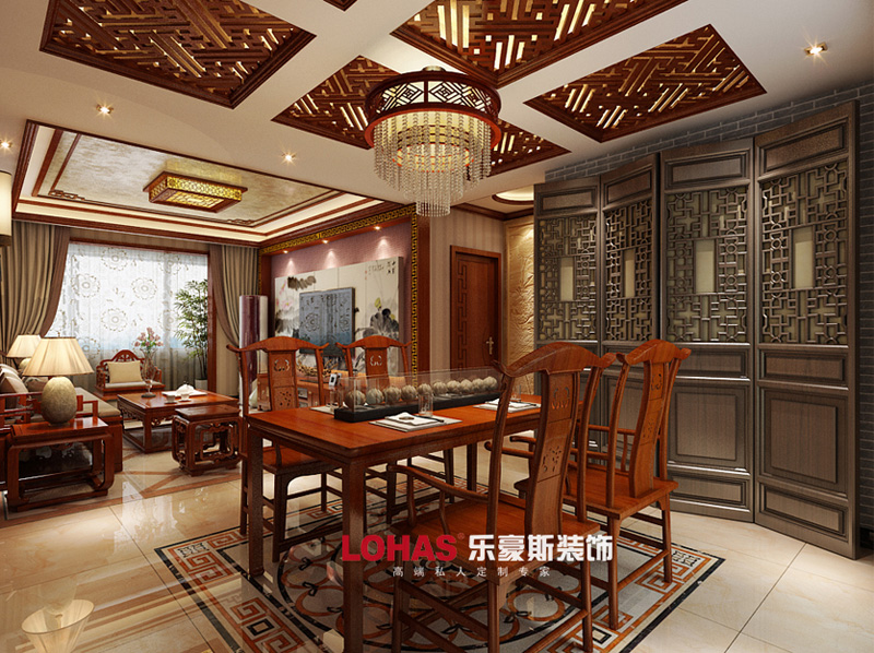 翠堤春曉94平三室兩廳兩衛(wèi)中式裝修風格效果圖