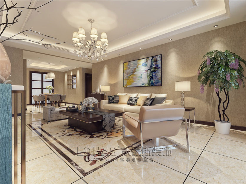 碧景園140平米三室二廳平簡約風(fēng)格裝修效果圖