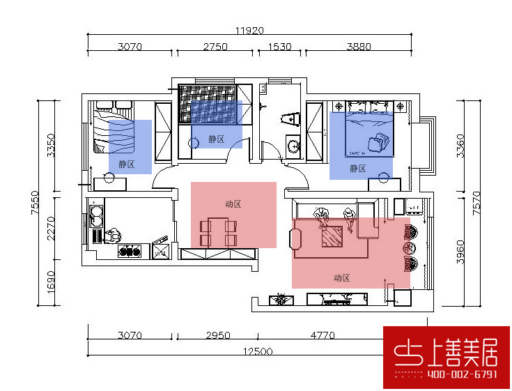 邢臺金都華府100平三室一廳現(xiàn)代簡約風格裝修效果圖