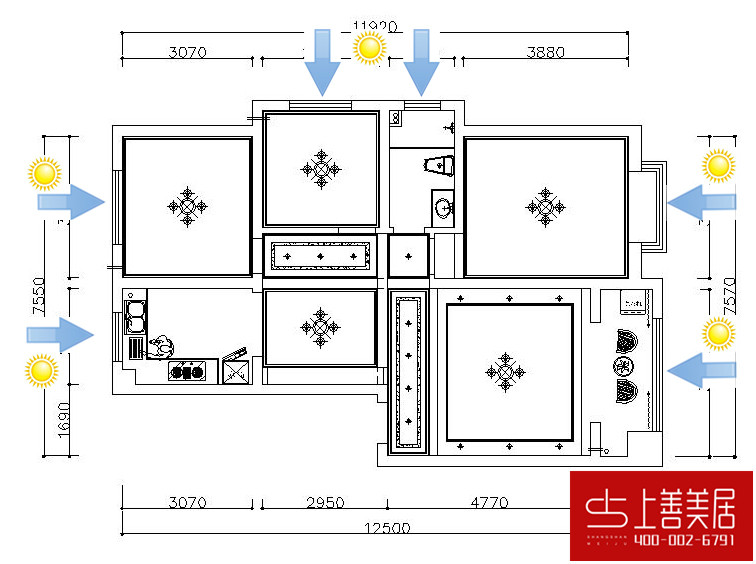 邢臺金都華府100平三室一廳現(xiàn)代簡約風格裝修效果圖