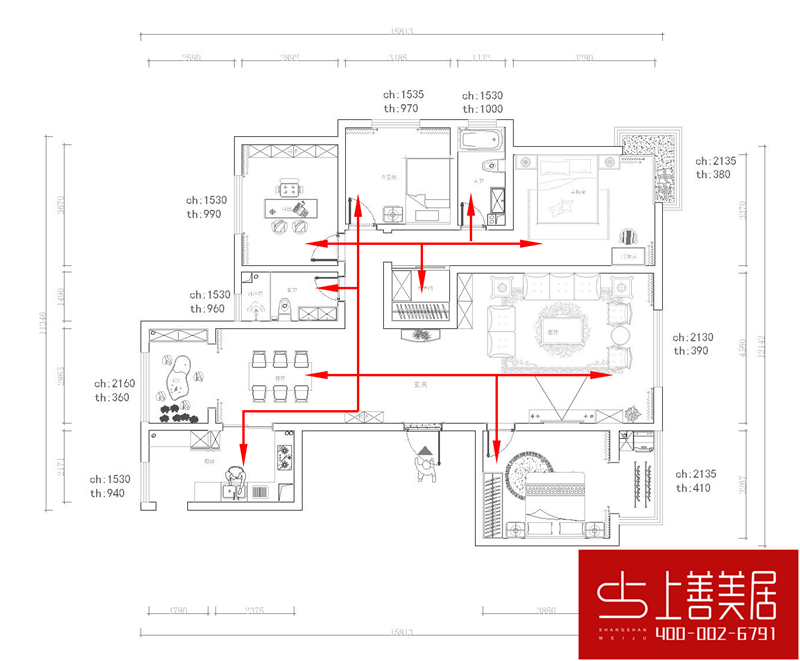 綠朗時光170平四室兩廳簡歐風格裝修效果圖 綠朗時光170平四室兩廳簡歐風格裝修效果圖