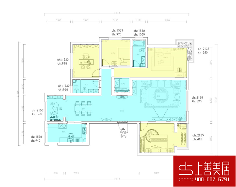 綠朗時光170平四室兩廳簡歐風格裝修效果圖 綠朗時光170平四室兩廳簡歐風格裝修效果圖