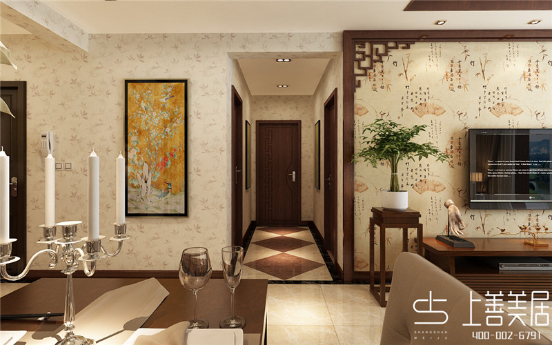 時(shí)光園99平兩室兩廳現(xiàn)代中式風(fēng)格裝修效果圖