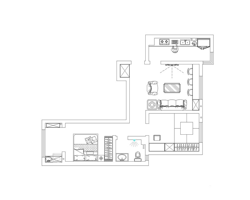 傲湖鉑岸90平兩室一廳現(xiàn)代簡(jiǎn)約風(fēng)格裝修效果圖