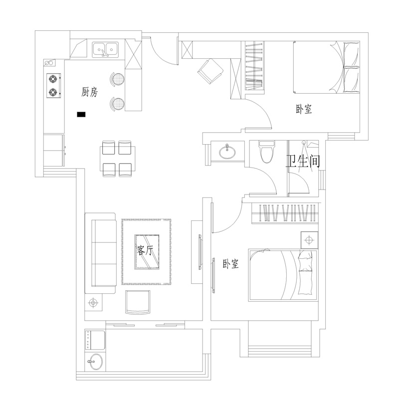 東巷小區(qū)80平混搭
