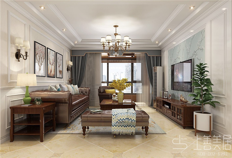 保利拉菲朗菲園147平美式裝修效果圖