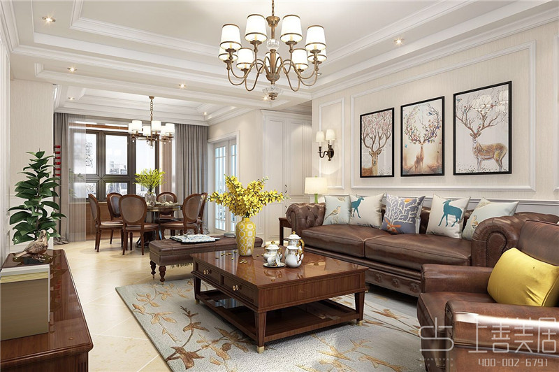 保利拉菲朗菲園147平美式裝修效果圖