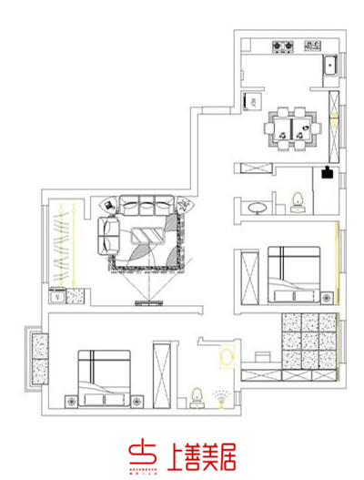 鹿泉健康城130平現(xiàn)代裝修效果圖