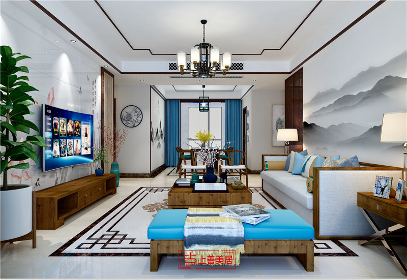 公園城/新中式/130㎡/效果圖