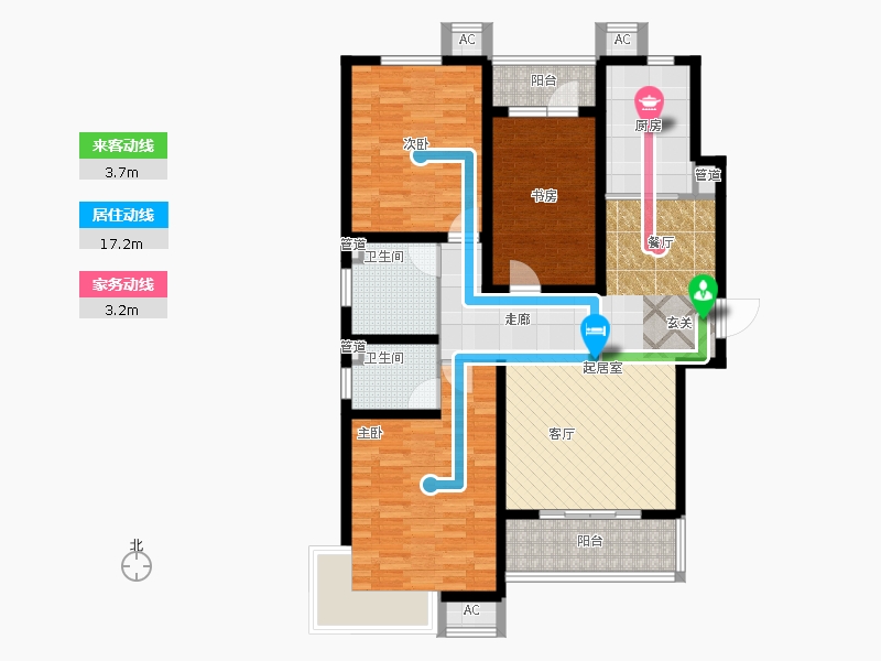 天璽名著3室0廳2衛(wèi)1廚158平戶型動靜線圖