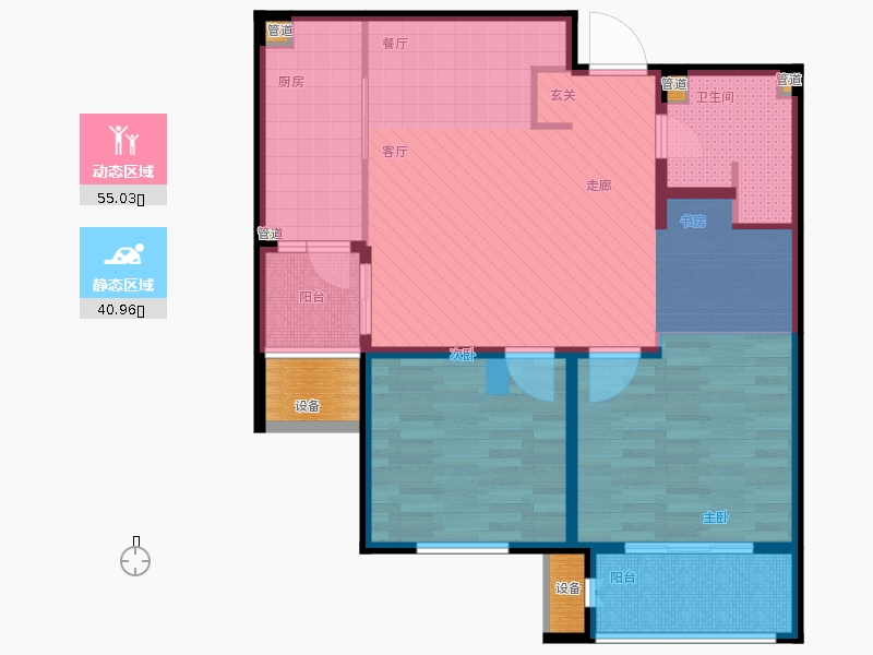 林蔭大院2室1廳1衛(wèi)1廚97.00㎡動靜分區(qū)圖