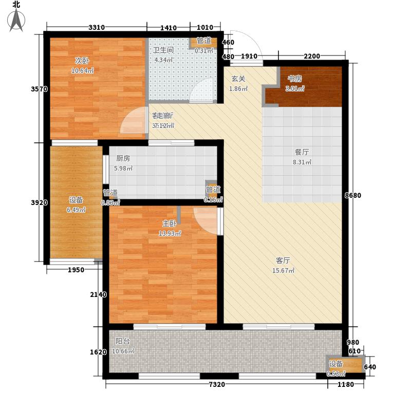 林蔭大院2室1廳1衛(wèi)1廚100㎡戶型圖