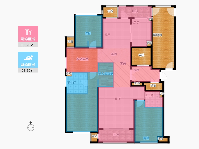 林蔭大院3室1廳2衛(wèi)1廚169.00㎡動靜分區(qū)圖