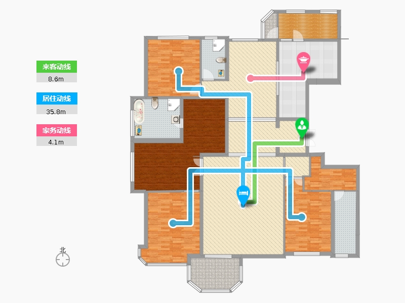 天山九峯4室2廳3衛(wèi)1廚257.00㎡動線圖