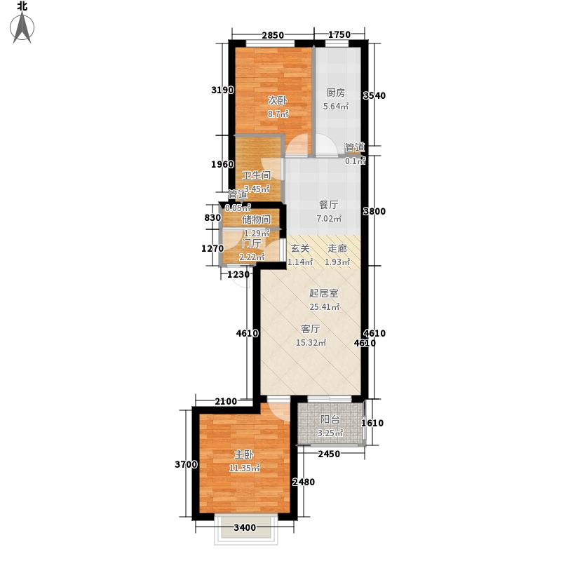弘石灣2室0廳1衛(wèi)1廚88㎡戶型圖