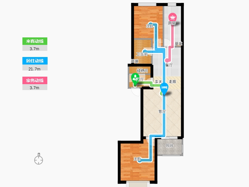 弘石灣2室0廳1衛(wèi)1廚88.00㎡動(dòng)線圖