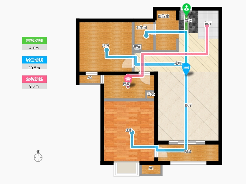 弘石灣2室0廳1衛(wèi)1廚118.00㎡動線圖