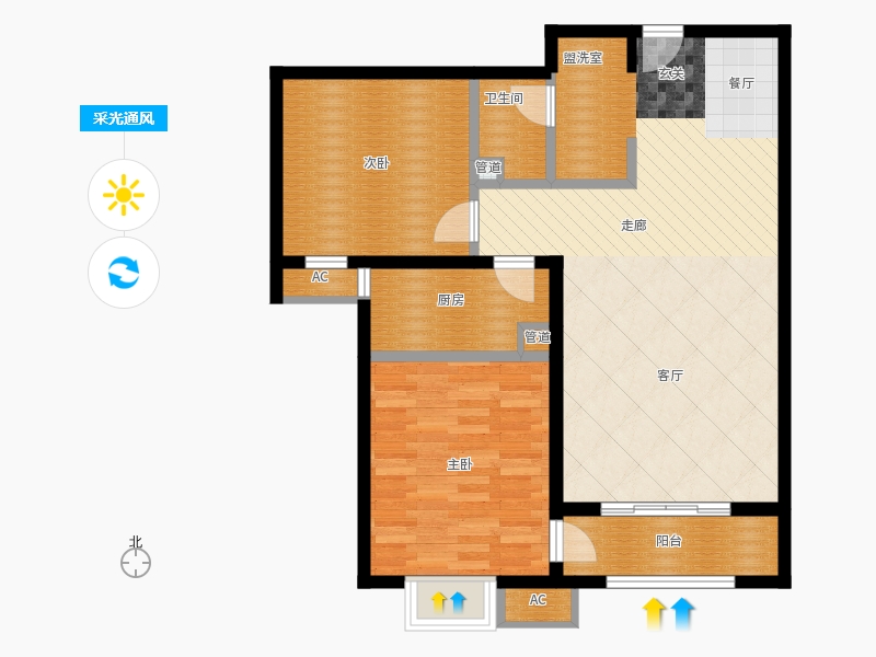 弘石灣2室0廳1衛(wèi)1廚118.00㎡采光通風圖