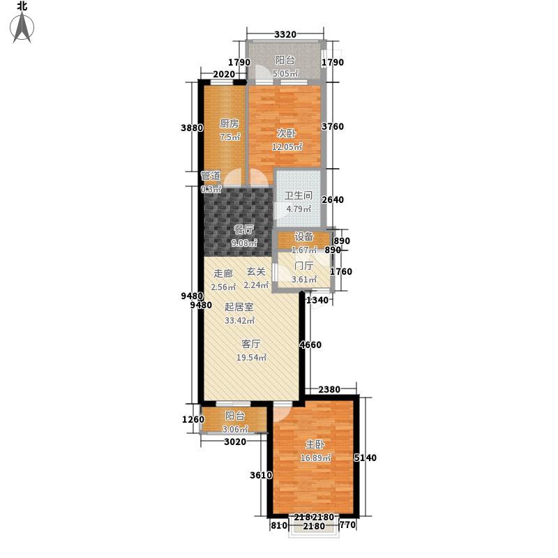 弘石灣2室2廳1衛(wèi)1廚125.00㎡戶型圖
