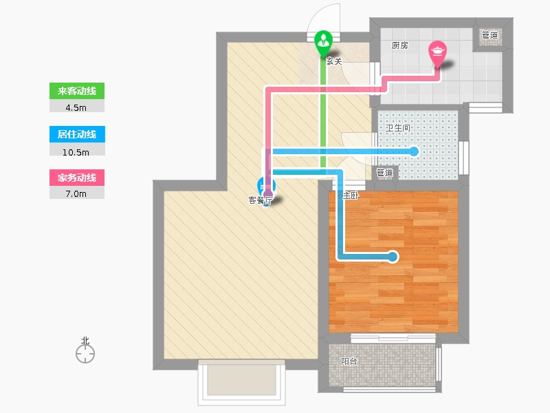 雨荷水岸1室1廳1衛(wèi)1廚69.00㎡動(dòng)靜線圖
