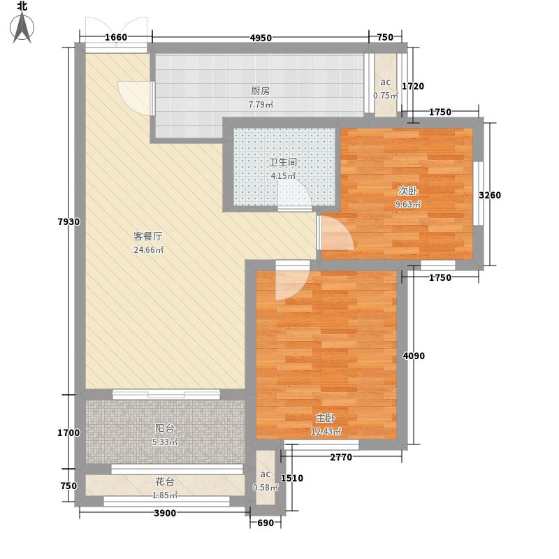 盛世御城2室1廳1衛(wèi)1廚81㎡戶型圖