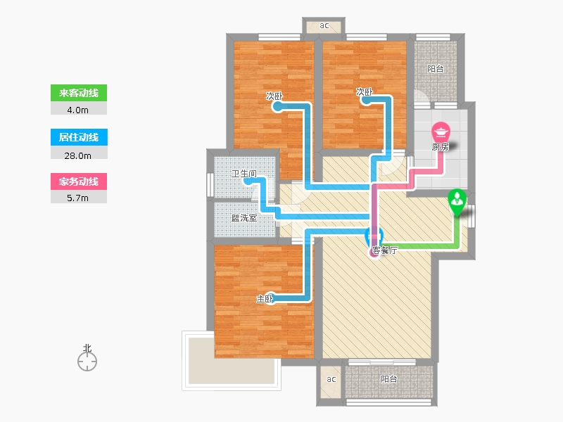 盛世御城3室1廳1衛(wèi)1廚82.78㎡動靜線圖