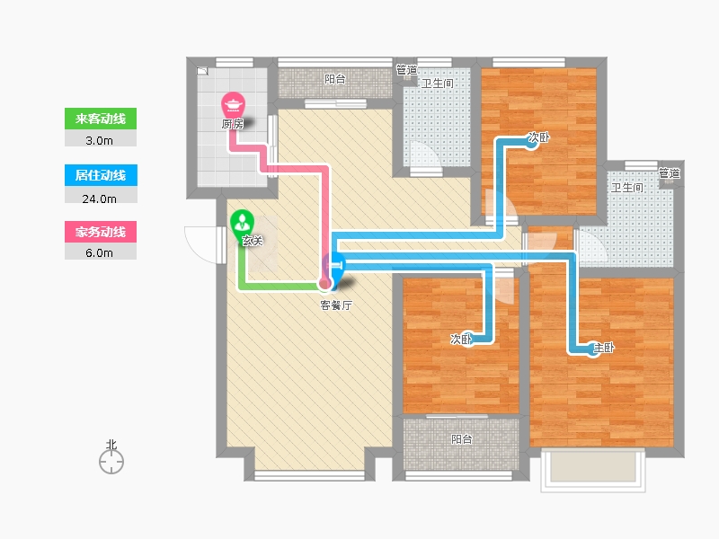 長久中心(公園9號）3室1廳2衛(wèi)1廚131㎡動靜線圖