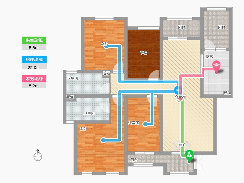 長(zhǎng)久中心公園9號(hào)4室1廳2衛(wèi)1廚164㎡動(dòng)靜線圖
