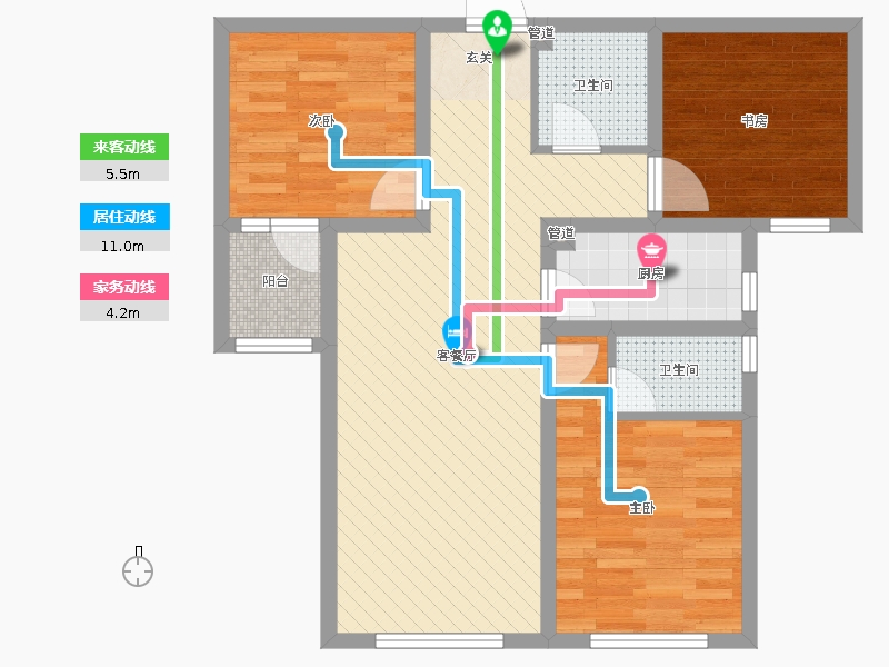 天海容天下3室2廳2衛(wèi)1廚110㎡動(dòng)靜線圖